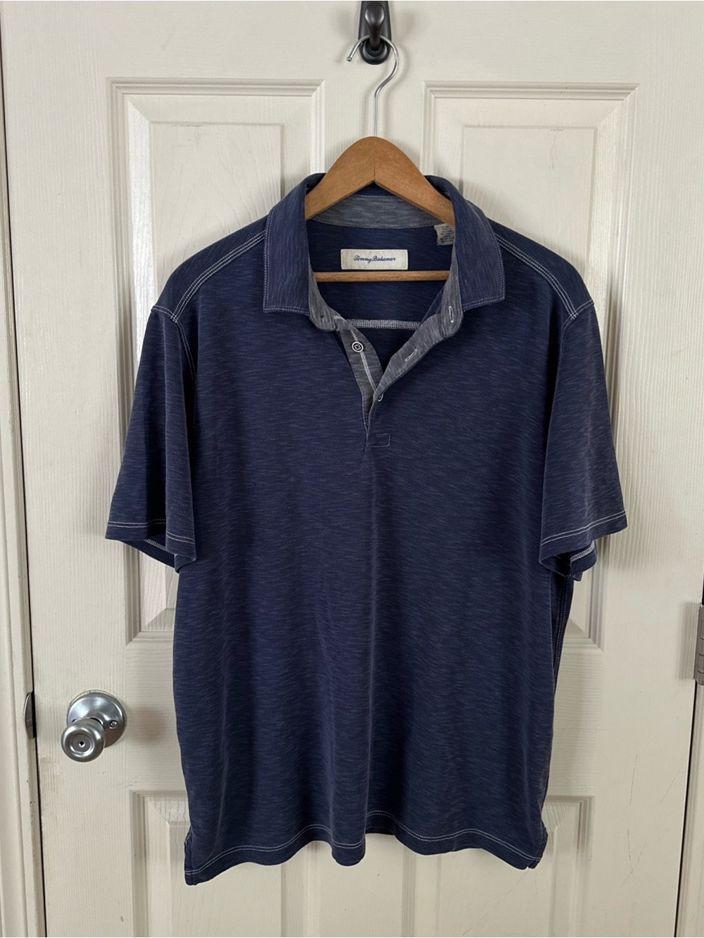 Tommy Bahama Blue Modal Blend Polo Shirt Mens Size Large Golf Soft Performance